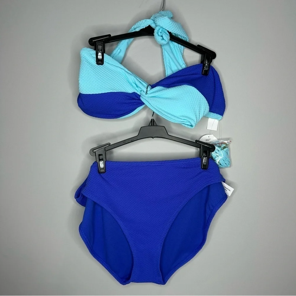 Decree Tropical Getaway Blue and Light Blue Bikini Set